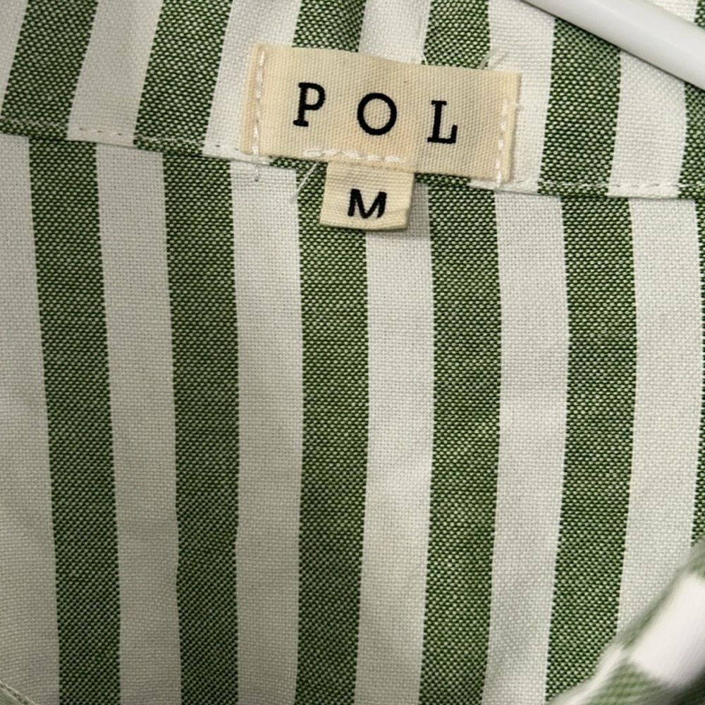 Pol Stripe Color Block Button Up Distressed Cut O… - image 3